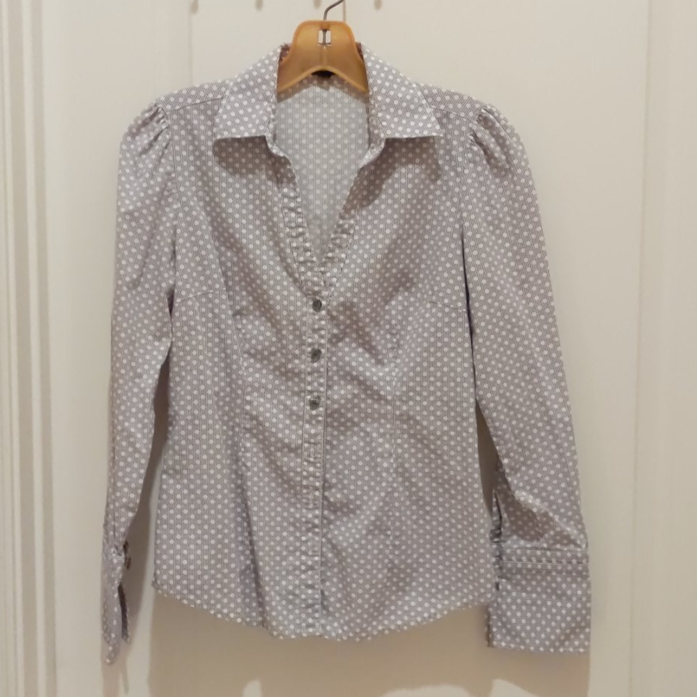 Gray blouse with white circles design